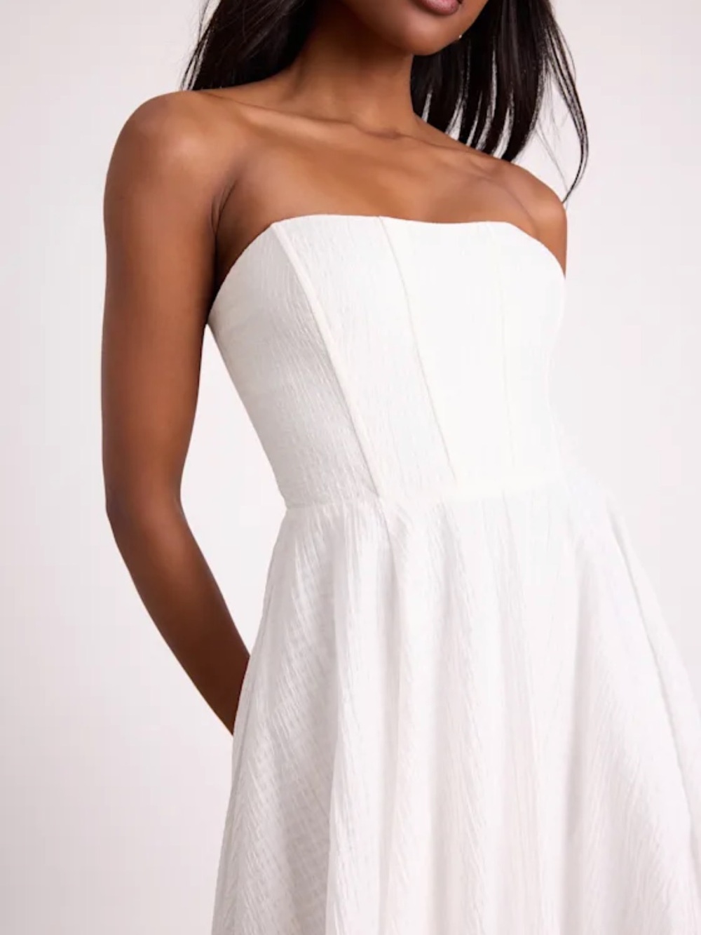 Lulu's Ivory Strapless Midi Dress - Picture 4 of 5
